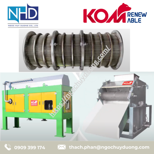 Máy ép phân sàng trống kết hợp trục vít KOM KJP2-255, KJP2-300