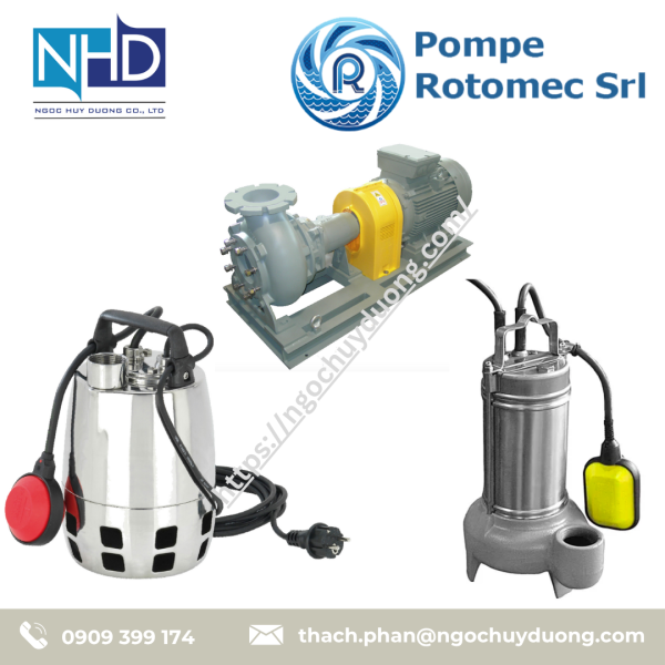Bơm chìm vortex gang – inox POMPE ROTOMEC V 408, V 408 M-MG, V 412, V 412 M-MG, V 512, V 512 M-MG