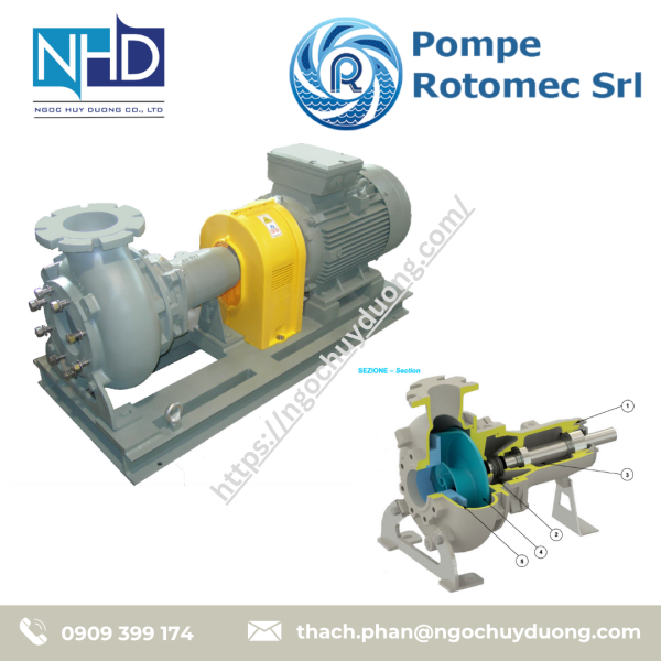 Bơm ly tâm trục ngang POMPE ROTOMEC KB DN80 KB 80-235 A3 S2, KB 80:2-178 A3 S2