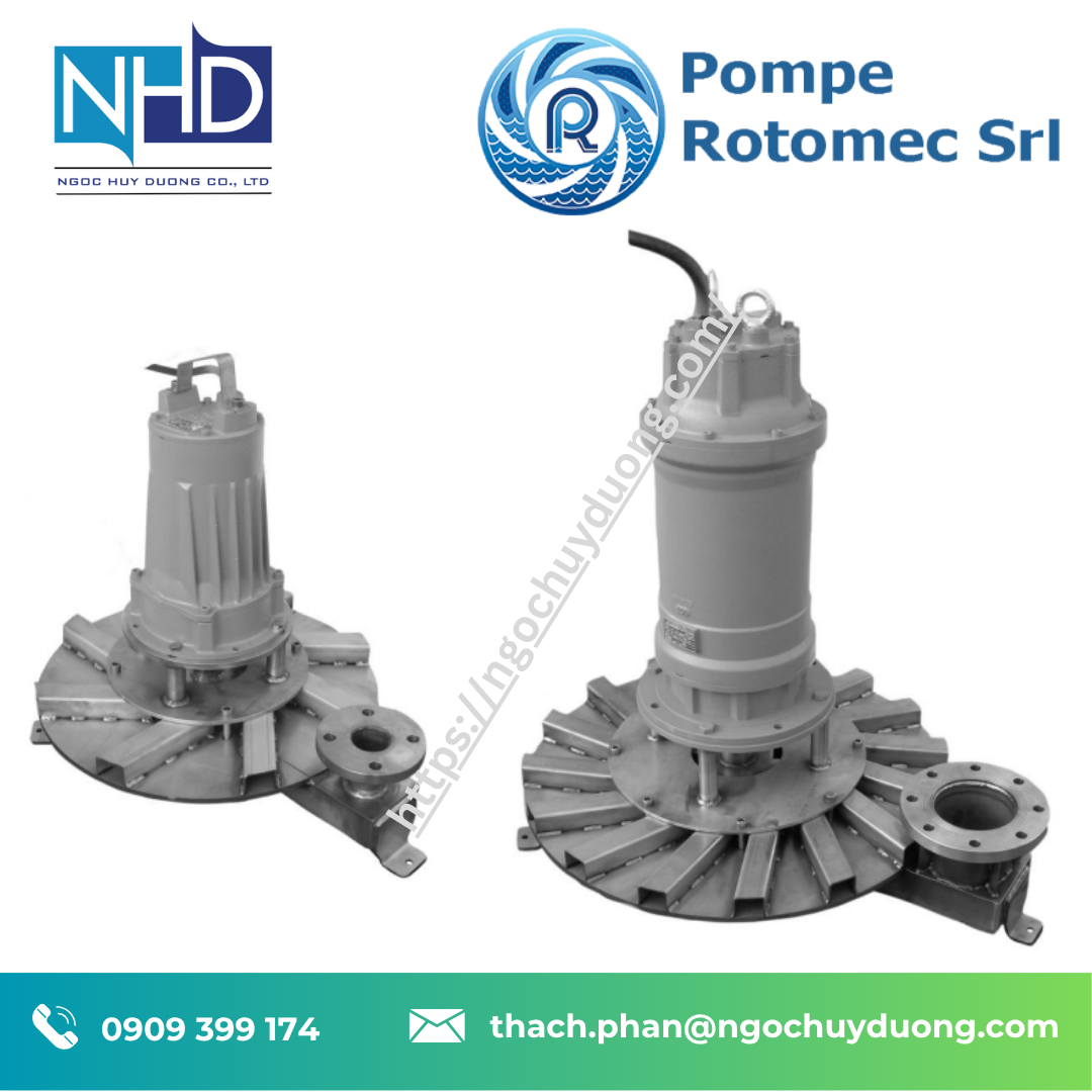 Máy sục khí oxy chìm POMPE ROTOMEC ECOGET G 151 – 80 : 75 7.5kW, lực đẩy 260N, trọng lượng 210kg Máy Thổi khí Chìm POMPE ROTOMEC (Ý)