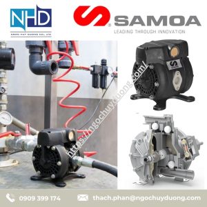 Bơm màng khí nén thân nhựa SAMOA DF100 – 100 lít:phút – dẫn điện, dùng cho ethanol:DEF