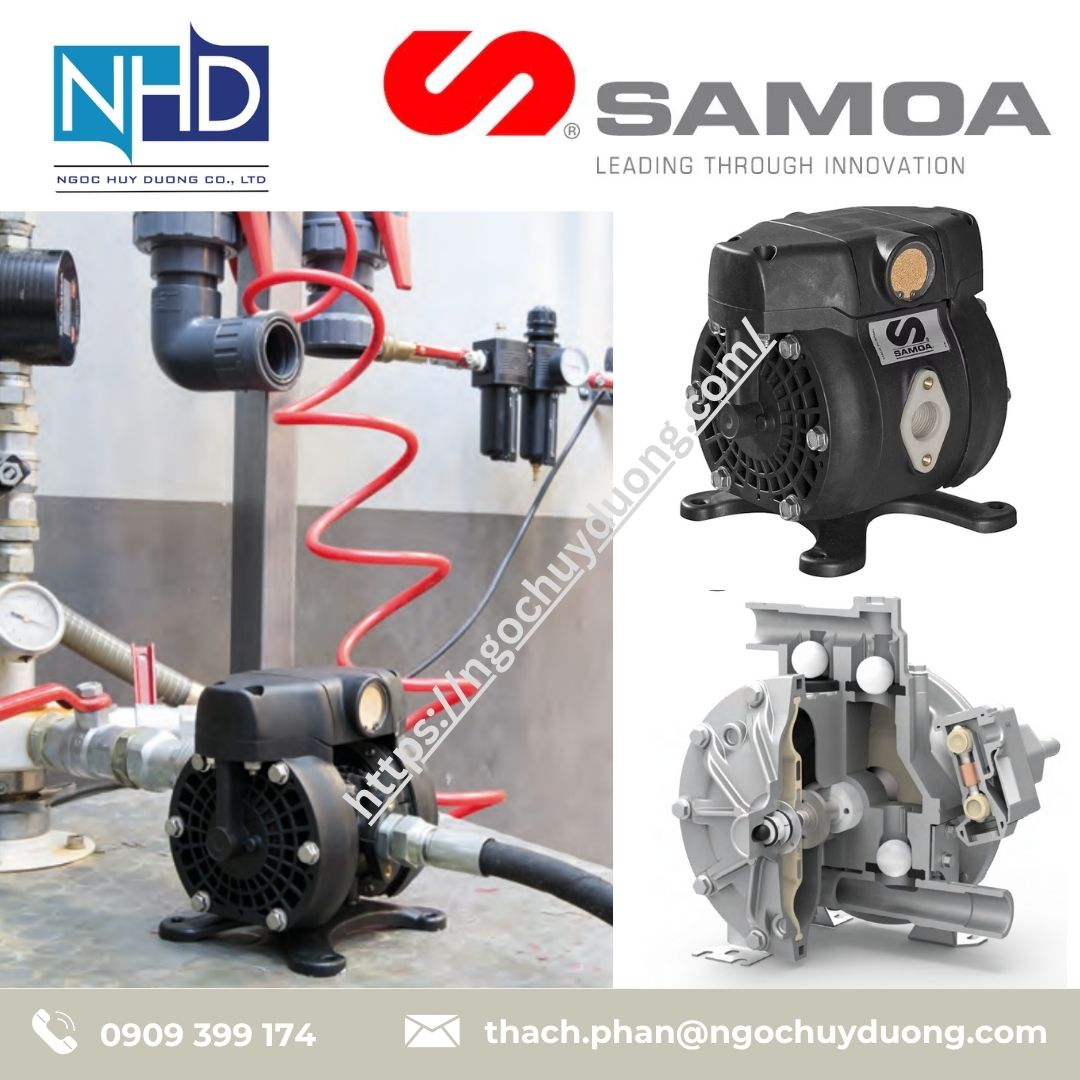Bơm màng khí nén thân nhựa SAMOA DF100 – 100 lít:phút – dẫn điện, dùng cho ethanol:DEF Bơm màng khí nén thân nhựa SAMOA DF100 – 100 lít:phút – dẫn điện, dùng cho ethanol:DEF