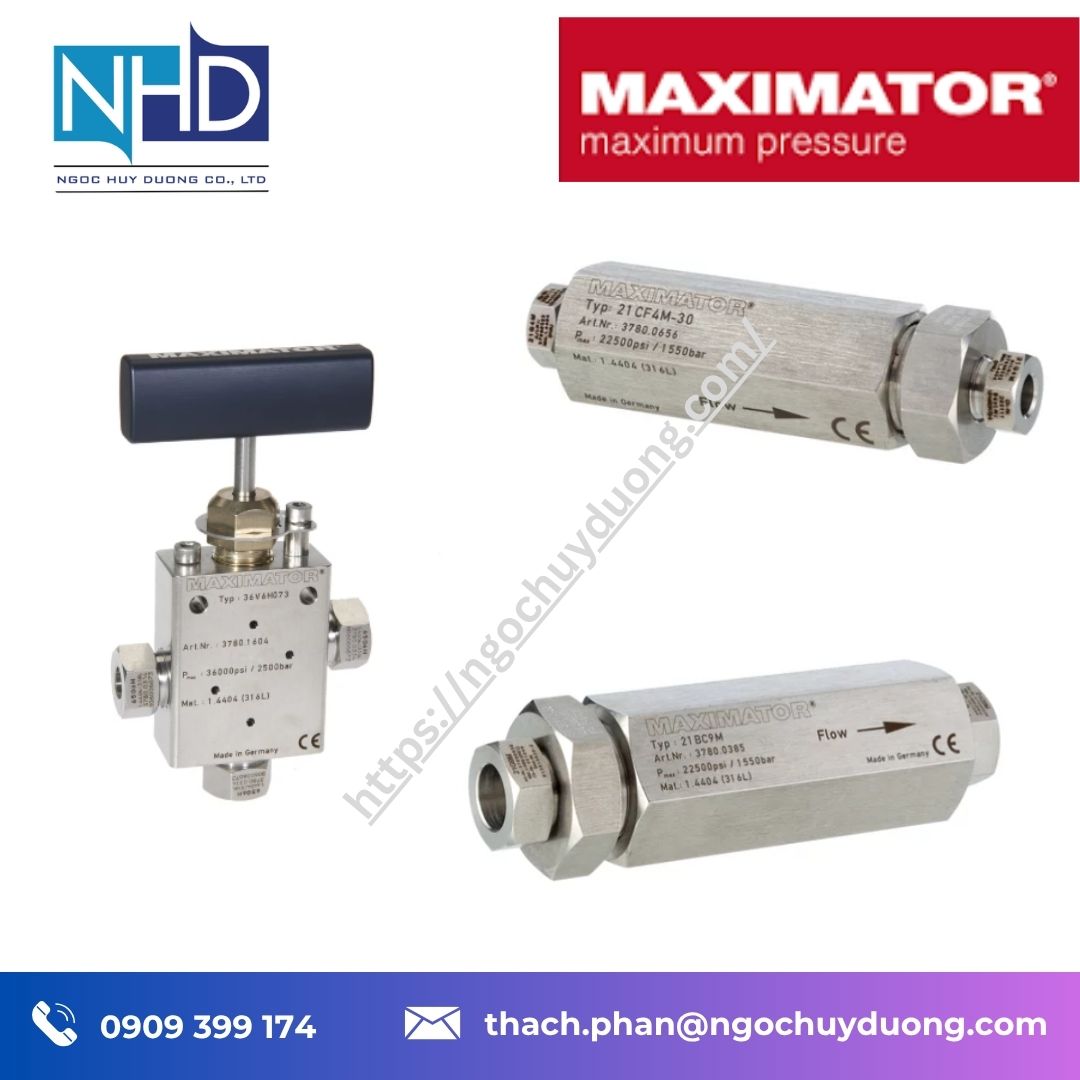 Tổng kho hàng sẵn Van một chiều và van kim Maximator 22500–65000 psi Chính hãng Tổng kho hàng sẵn Van một chiều và van kim Maximator 22500–65000 psi Chính hãng